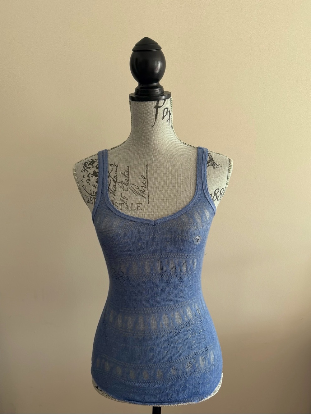 NWT Aeropostale Blue Pointelle Knit Tank Top Y2K S